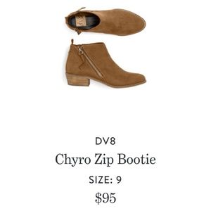 DV8 Chryo Zip Bootie in tan suede NWT